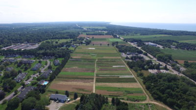 aerial of Ag Center farm fields 